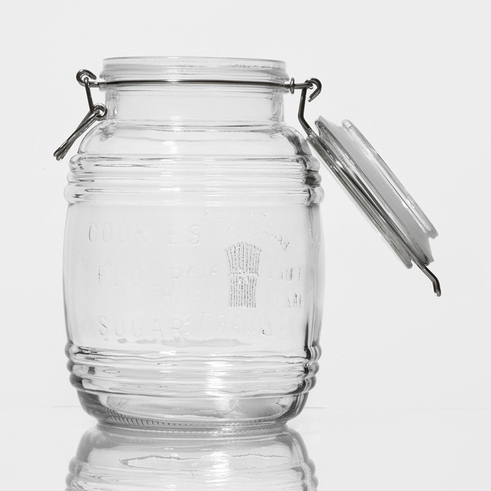 Банка стеклянная для хранения сыпучих продуктов Доляна &laquo;Уют&raquo;, 2,1 л, 12&times;19 см, с бугельным замком