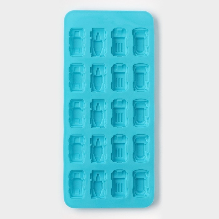 Форма для мармелада Доляна «Автомобили», силикон, 22×10×1,8 см, 20 ячеек (3,2×1,8 см) цвет МИКС Форма для мармелада Доляна «Автомобили», силикон, 22×10×1,8 см, 20 ячеек (3,2×1,8 см) цвет МИКС