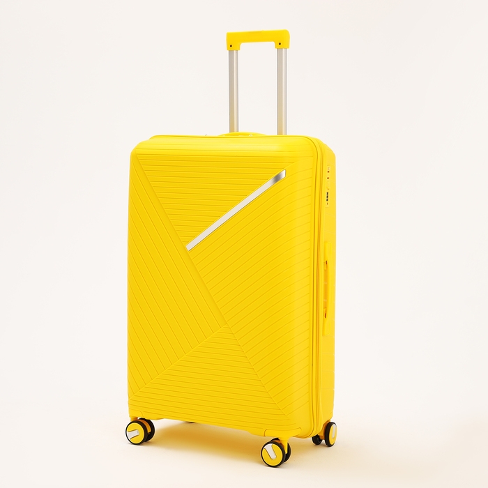 Чемодан большой 100 л (L), отдел на молнии, кодовый замок, 4 колеса, цвет жёлтый Чемодан большой 100 л (L), отдел на молнии, кодовый замок, 4 колеса, цвет жёлтый