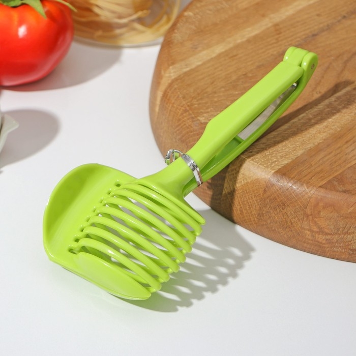 Щипцы для нарезки томатов Доляна, 18×8 см, цвет зелёный Щипцы для нарезки томатов Доляна, 18×8 см, цвет зелёный