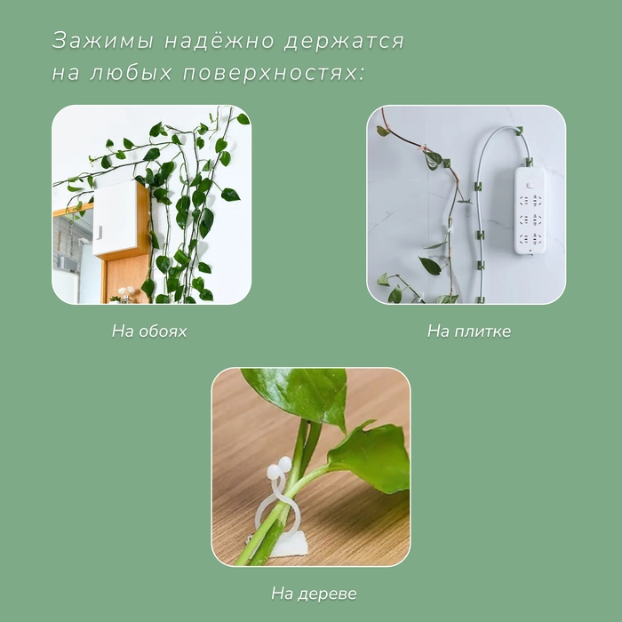 Крепления для вьющихся растений, самоклеящиеся, «Листок», набор 10 шт., Greengo