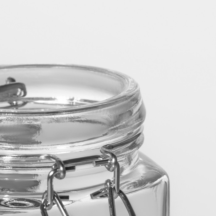Банка стеклянная для сыпучих продуктов Доляна &laquo;Квадрат&raquo;, 300 мл, 5,5&times;11,5 см, с бугельным замком