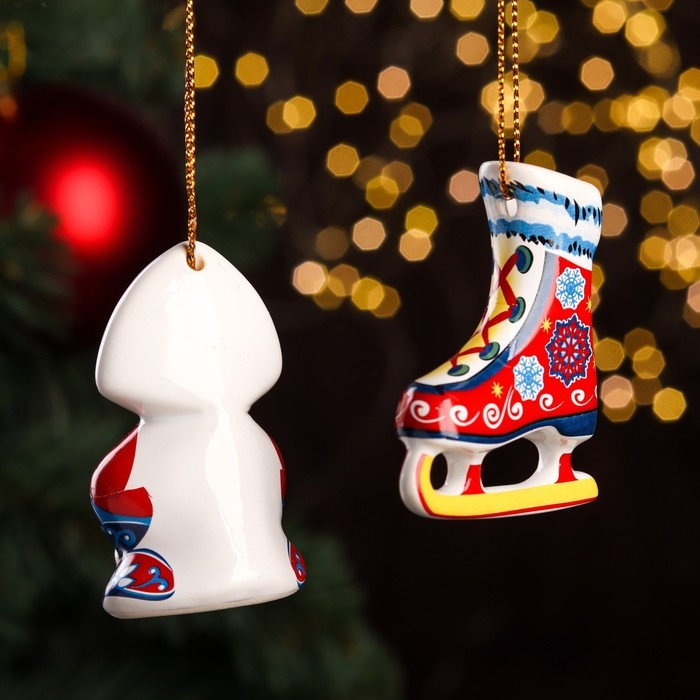 Набор ёлочных игрушек Набор ёлочных игрушек "Машенька и конек", 6 см