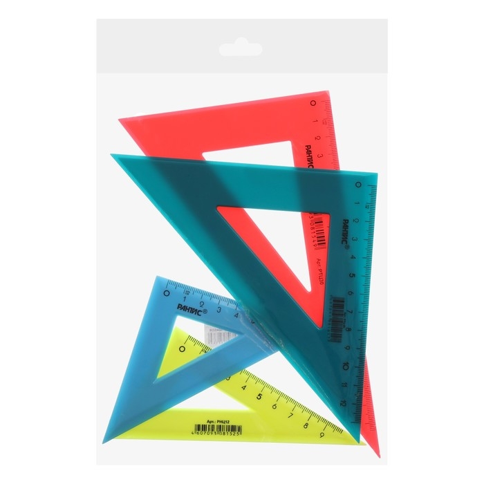 Набор треугольников 4 штуки, Calligrata катет 9/12/14/20 см, непрозрачные, МИКС Набор треугольников 4 штуки, Calligrata катет 9/12/14/20 см, непрозрачные, МИКС