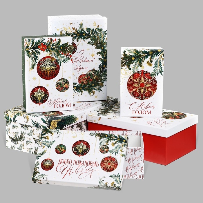 Набор подарочных коробок 6 в 1 «Новогодние шары», 20 х 12.5 х 7.5 – 32.5 х 20 х 12.5 см, Новый год