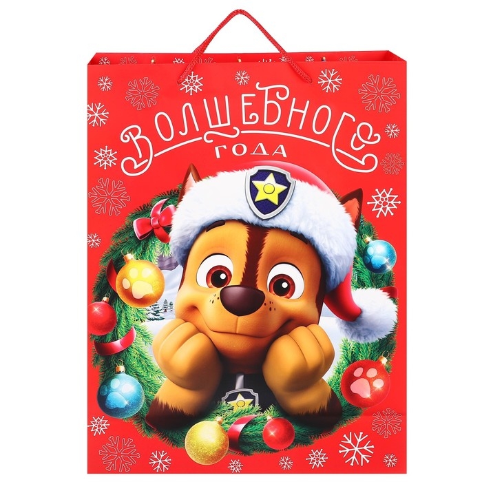 Пакет подарочный на новый год, 31х40х11.5 см, упаковка, Щенячий патруль