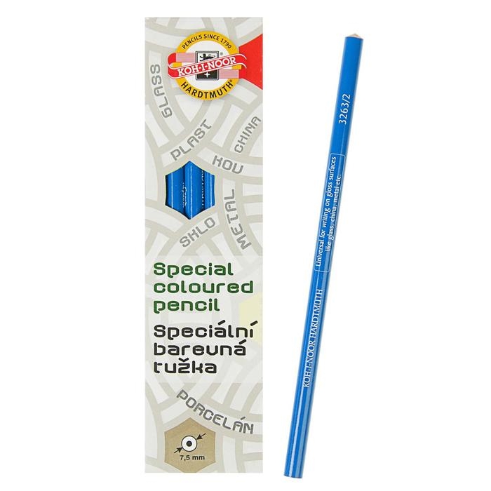 Карандаш Koh-I-Noor 3263/2 специальный, для письма по стеклу, металлу, пластику, цвет синий Карандаш Koh-I-Noor 3263/2 специальный, для письма по стеклу, металлу, пластику, цвет синий