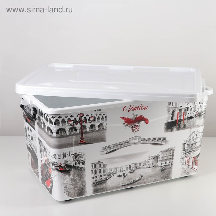 Контейнер для хранения с крышкой «Венеция», 50 л, 62,5×39×33 см, на колёсиках, цвет белый Контейнер для хранения с крышкой «Венеция», 50 л, 62,5×39×33 см, на колёсиках, цвет белый