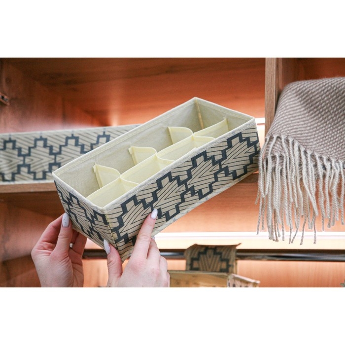 Органайзер для хранения белья Доляна «Гэтс», 8 ячеек, 28×14×10 см, цвет бежевый Органайзер для хранения белья Доляна «Гэтс», 8 ячеек, 28×14×10 см, цвет бежевый