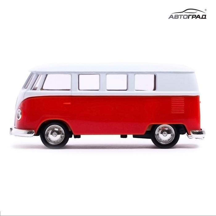 Машина металлическая VOLKSWAGEN TRANSPORTER T1, 1:32, открываются двери, инерция, цвет красный Машина металлическая VOLKSWAGEN TRANSPORTER T1, 1:32, открываются двери, инерция, цвет красный