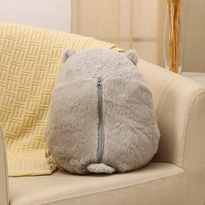 Мягкая игрушка «Хомяк» с пледом, 30 см, цвет серый