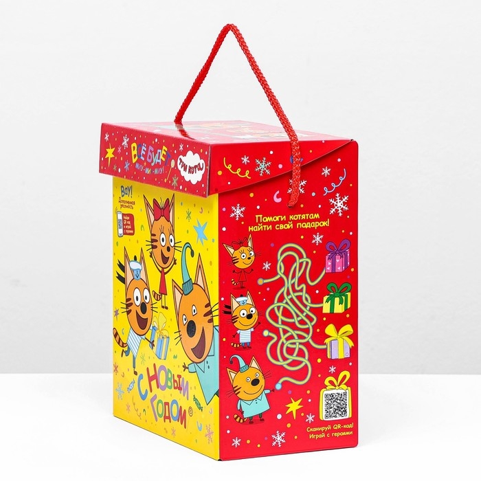 Новый год. Коробка подарочная складная Новый год. Коробка подарочная складная "Три кота" 19,8 х 12 х 24,3 см.