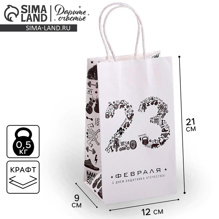 Пакет подарочный крафт, упаковка, «С Днём защитника Отечества», 21 х 12 х 9 см Пакет подарочный крафт, упаковка, «С Днём защитника Отечества», 21 х 12 х 9 см