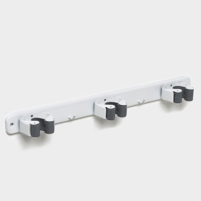 Держатель для швабр Доляна, 35×5×3 см, 3 отделения, крепление саморезы в копмлекте Держатель для швабр Доляна, 35×5×3 см, 3 отделения, крепление саморезы в копмлекте