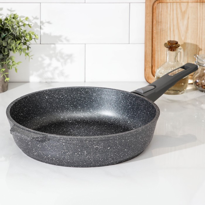 Сковорода «Гранит», d=28 см, съёмная ручка, антипригарное покрытие, цвет серый Сковорода «Гранит», d=28 см, съёмная ручка, антипригарное покрытие, цвет серый
