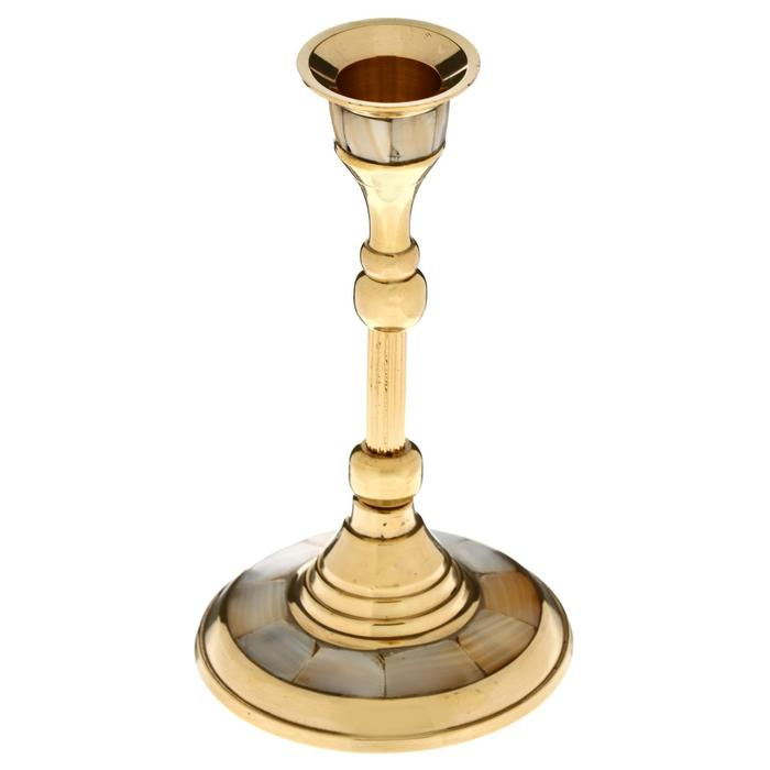 Подсвечник "Путь" латунь, перламутр 7х7х14 см