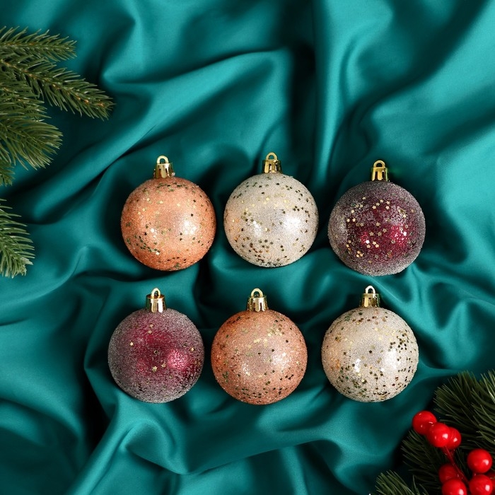 Набор шаров пластик d-6 см, 6 шт Набор шаров пластик d-6 см, 6 шт "Мэдисон" микс