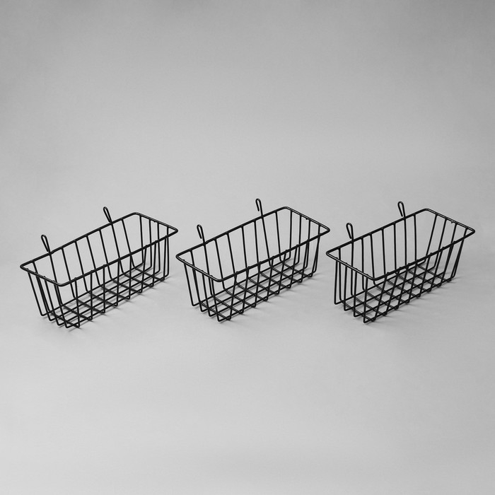 Корзина на сетку, 23×9×10 см, цвет чёрный