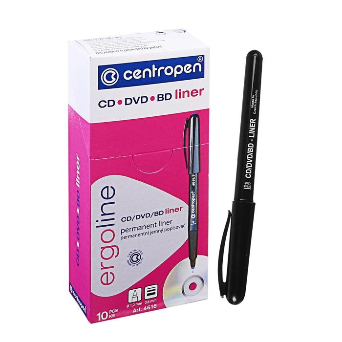 Mаркер для CD/DVD 1,2 мм Centropen 4616, линия 0,6 мм, цвет чёрный Mаркер для CD/DVD 1,2 мм Centropen 4616, линия 0,6 мм, цвет чёрный