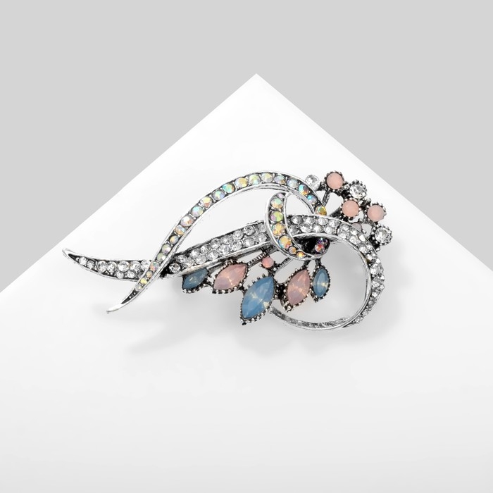 Брошь «1000 и 1 ночь» завитки, цветная в серебре Брошь «1000 и 1 ночь» завитки, цветная в серебре