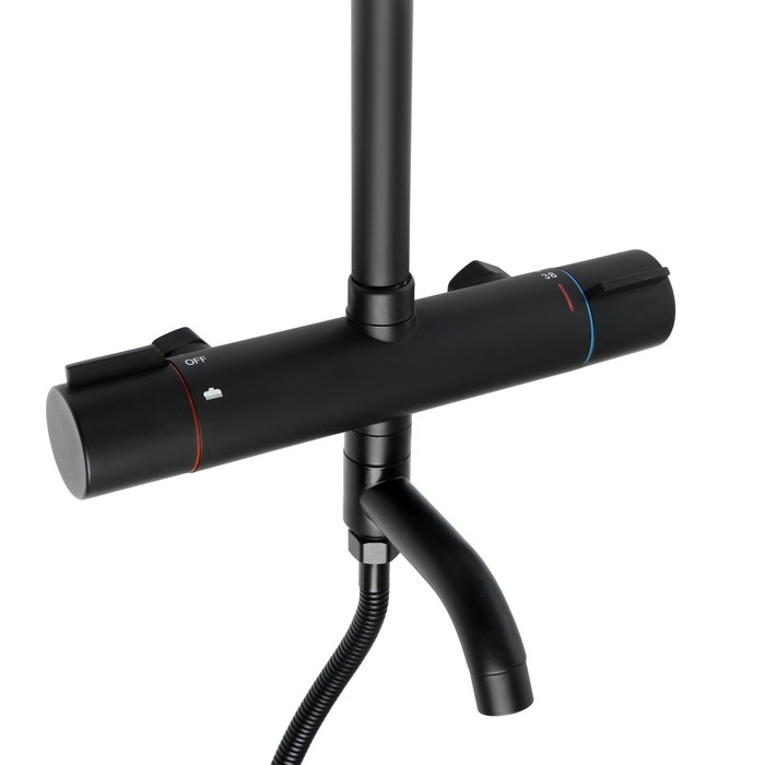 Душевая система ZEIN Z3895, с термостатом, лейка верхняя d=23 см, ручная 12,5 см, чёрная Душевая система ZEIN Z3895, с термостатом, лейка верхняя d=23 см, ручная 12,5 см, чёрная