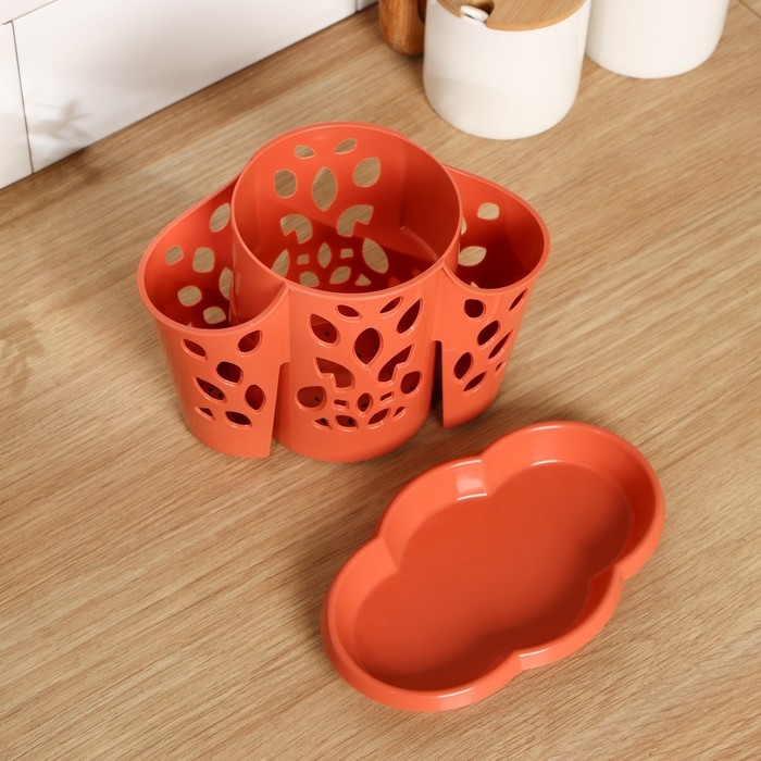 Подставка для столовых приборов «Камелия», 3 отделения, цвет МИКС