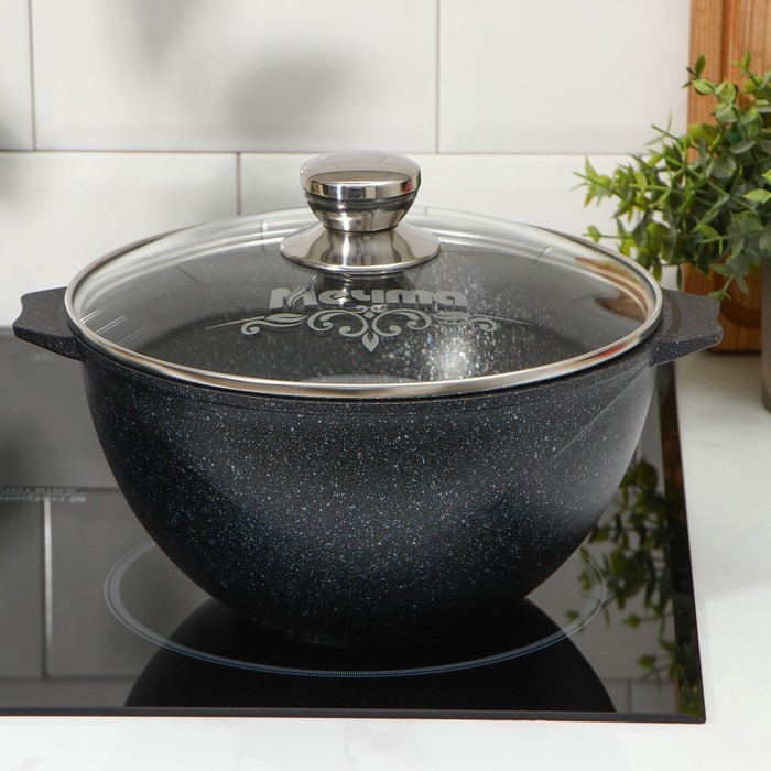 Казан «Гранит Stаr», 4 л, стеклянная крышка, литые ручки, антипригарное покрытие, тёмно-синий Казан «Гранит Stаr», 4 л, стеклянная крышка, литые ручки, антипригарное покрытие, тёмно-синий