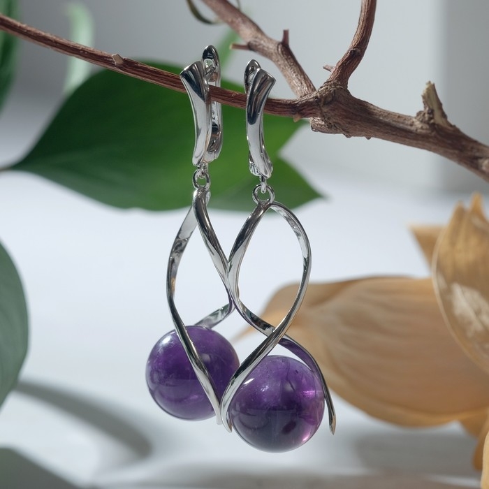 Серьги родирование бесконечность шар №14 Серьги родирование бесконечность шар №14 "Аметист"