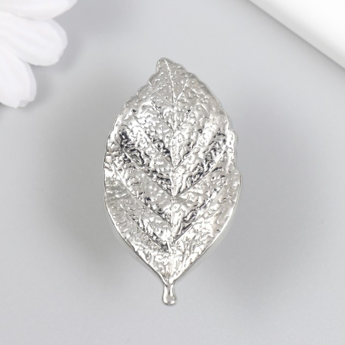 Ручка для шкатулки металл Ручка для шкатулки металл "Лист" серебро 5,2х2,8 см