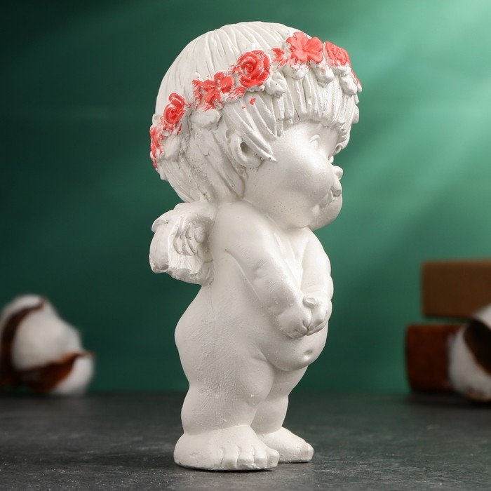 Фигура Фигура "Ангел в венке" перламутр, 14х9х6см