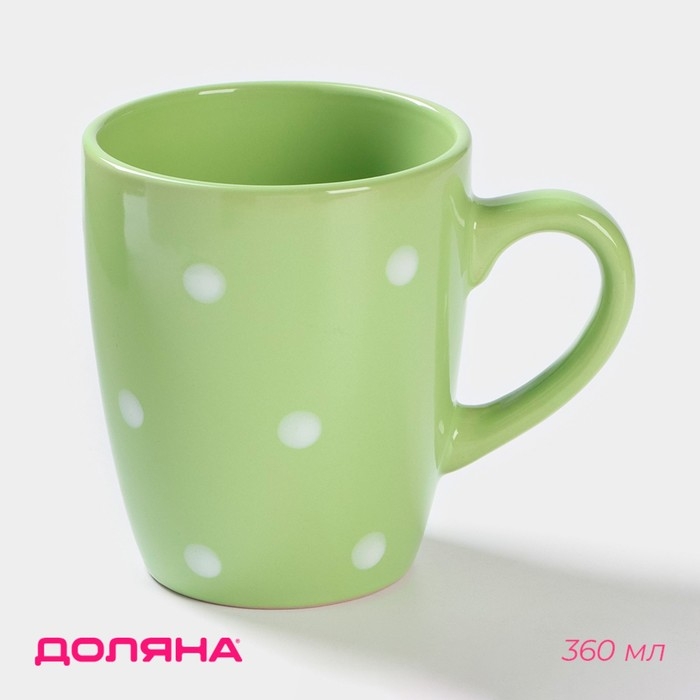 Кружка керамическая Доляна «Зелёный Горох», 360 мл, цвет зелёный Кружка керамическая Доляна «Зелёный Горох», 360 мл, цвет зелёный