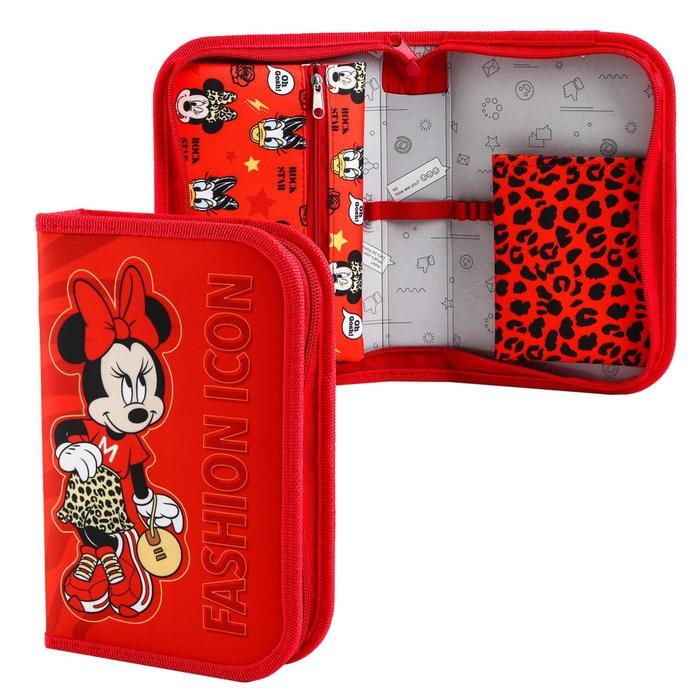 Пенал каркасный, 1 секция, 140х210х40 мм, откидной карман, тканевый, Минни Маус Пенал каркасный, 1 секция, 140х210х40 мм, откидной карман, тканевый, Минни Маус