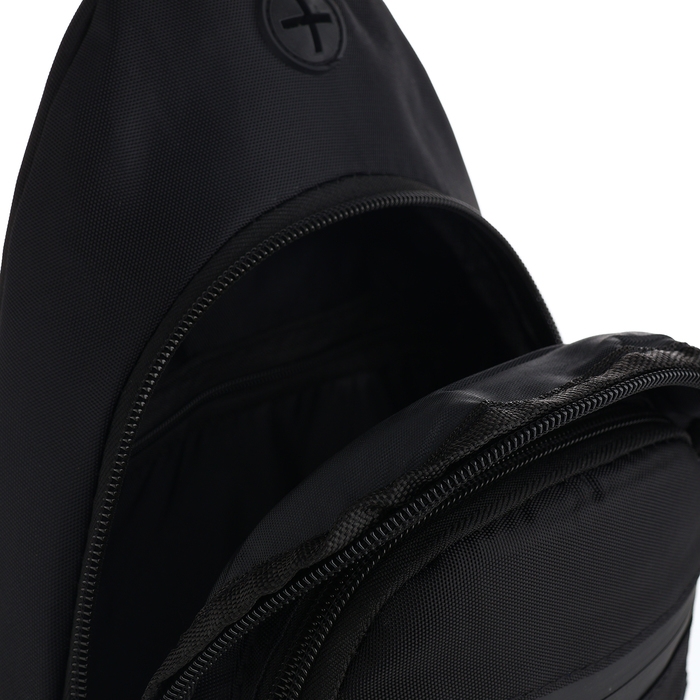 Сумка-слинг из текстиля, 3 наружных кармана, цвет синий Сумка-слинг из текстиля, 3 наружных кармана, цвет синий