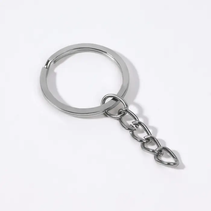 Основа для брелока, с цепочкой, плоская, d = 25 мм, 10 шт, цвет серебряный Основа для брелока, с цепочкой, плоская, d = 25 мм, 10 шт, цвет серебряный