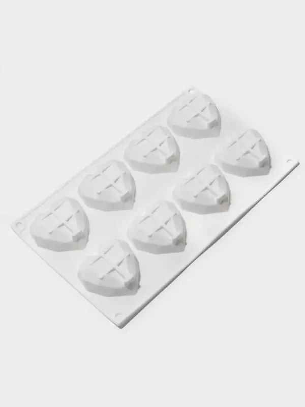 Форма для муссовых десертов и выпечки KONFINETTA &laquo;Сердце&raquo;, силикон, 29&times;17&times;2 см, 8 ячеек, белая