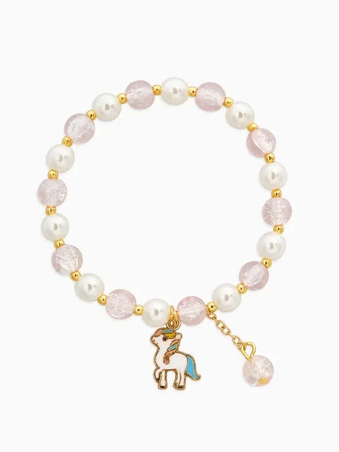 Браслет детский &laquo;Выбражулька&raquo; единорог, цвет бело-розовый в золоте