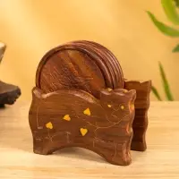 Подставка под горячее "Кошка" (набор 6 шт), 11,5х13х6,5 см, дерево шишам Подставка под горячее "Кошка" (набор 6 шт), 11,5х13х6,5 см, дерево шишам