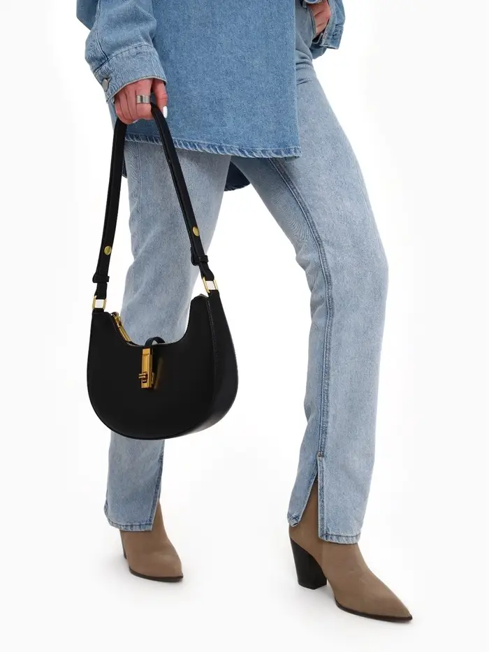 Сумка женская багет TEXTURA на молнии, 24&times;6&times;14 см, чёрная