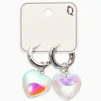 Серьги со съёмным элементом "Сердце", цвет радужный в серебре