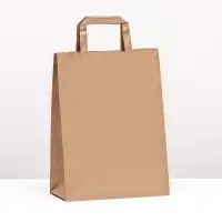 Пакет крафт без печати 22&times;12&times;28 см, плоская ручка