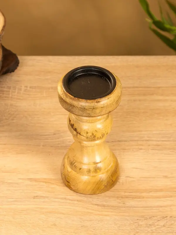 Подсвечник "Стич" 8х8х15,5 см, дерево шишам