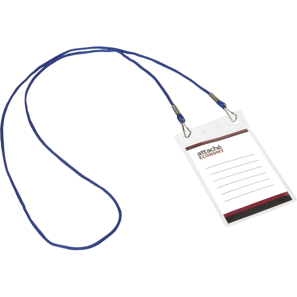 Бейдж Attache Economy 108x66 150мкм,шнур.2заж 45см син, вкладыш90x60 5шт/уп