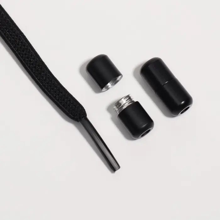 Шнурки для обуви, пара, плоские, с фиксатором, эластичные, 6 мм, 100 см, чёрные