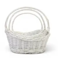 Набор плетёных корзин, 3 шт., 48&times;36&times;21, 41&times;30&times;19, 34&times;24&times;18 см, ручка h=17/16/15 см, ива, белый, Greengo