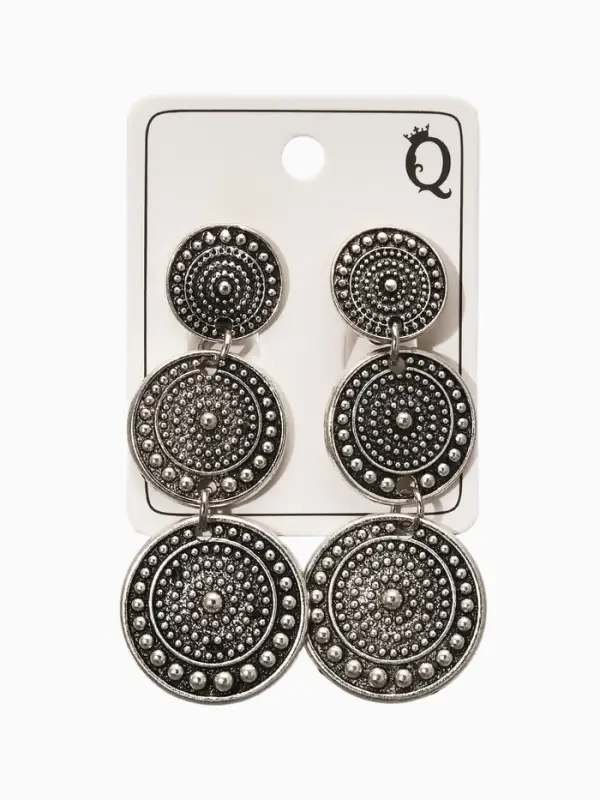 Клипсы Клипсы "Винтаж" три диска, цвет чернёное серебро