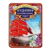 Монета сувенирная на выпускной «Удачи в начинаниях», металл, d=2.5 см Монета сувенирная на выпускной «Удачи в начинаниях», металл, d=2.5 см