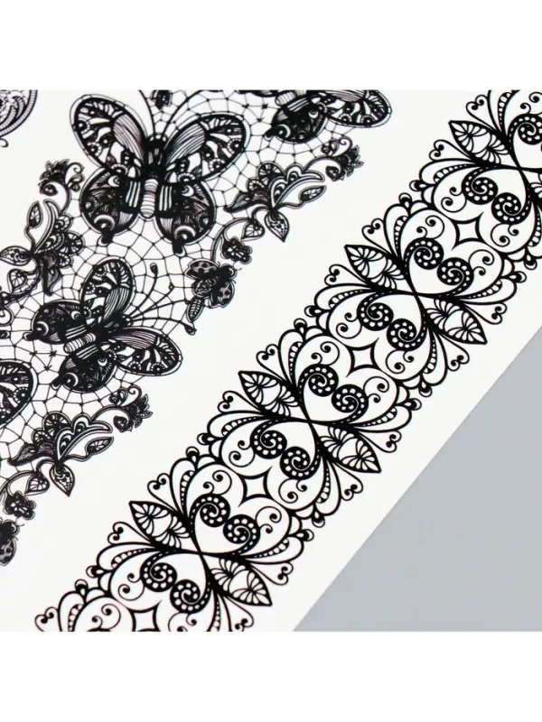 Переводные тату на тело чёрные «Ажурные ленты», 21×14.8 см