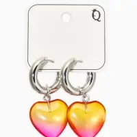 Серьги со съёмным элементом "Сердце", цвет жёлто-розовый в серебре