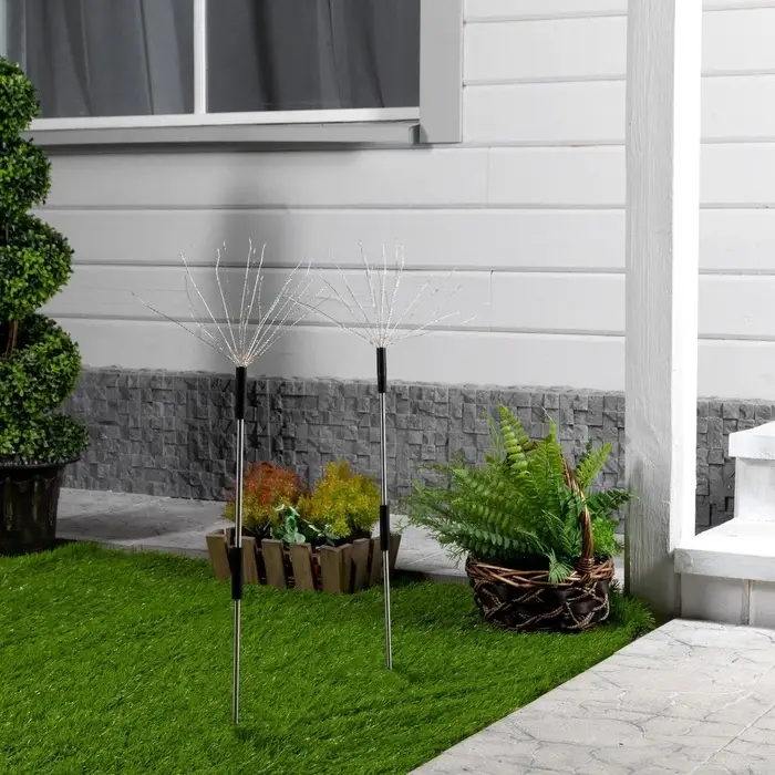 Садовый светильник &laquo;Одуванчики&raquo;, уличный, на солнечной батарее, 2 шт., 78 см, 160 LED, свечение мульти