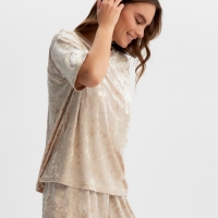 Комплект женский (футболка и шорты) KAFTAN Velvet р. 40-42, бежевый